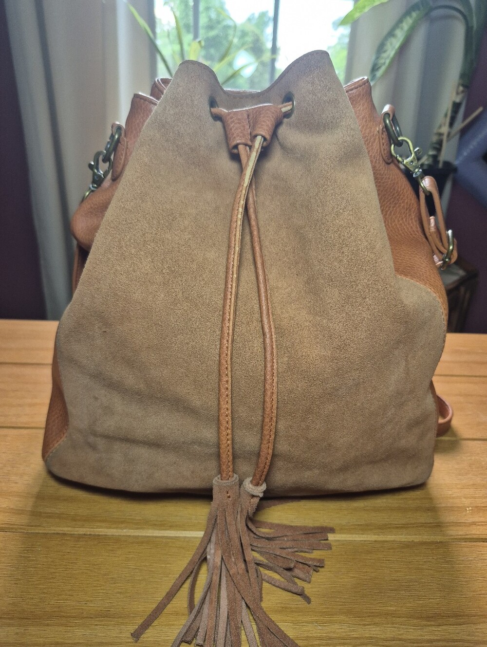 American Eagle Outfitters Suede & Faux Leather Convertible BoHo Bag